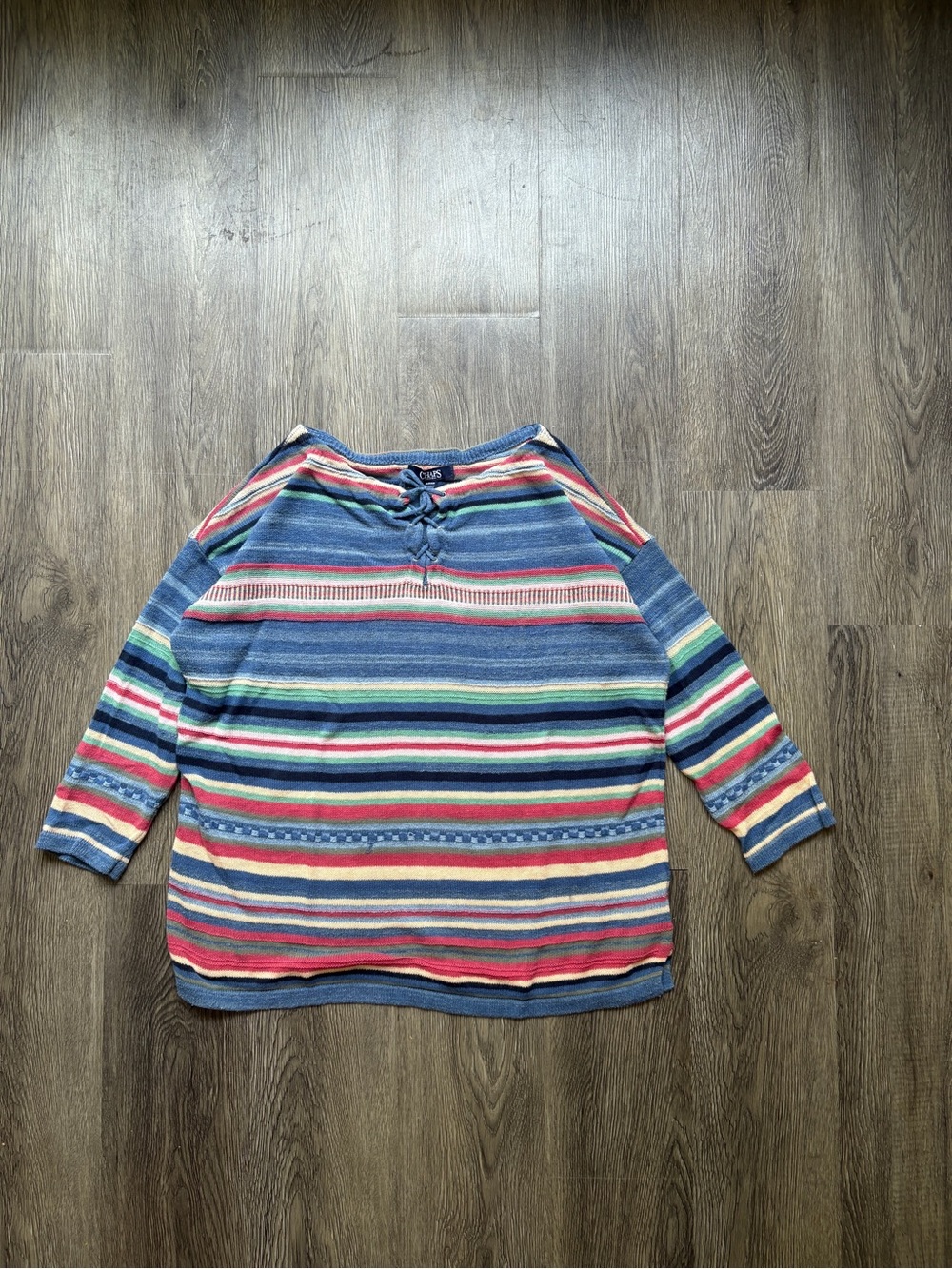 Vintage Chaps Striped Tie Front Sweater | Grandmacore